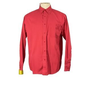 Red Button Down Gander Mtn Long Sleeve Chest Pocket Wrinkle Resistant Shirt Sz L